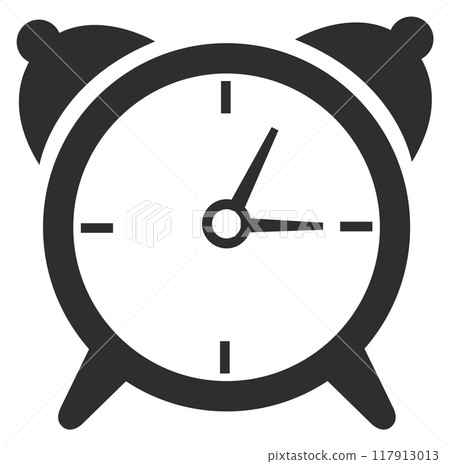 Alarm clock black icon. Time hour deadline symbol Alarm clock black icon. Time hour deadline symbol 117913013