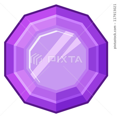 Purple jewel icon. Cartoon gemstone. Shiny amethyst 117913021