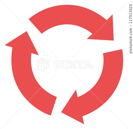 Red rotating arrows symbol. Circular motion sign Red rotating arrows symbol. Circular motion sign 117913028