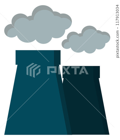 Nuclear power plant color icon. Industrial building Nuclear power plant color icon. Industrial building 117913034