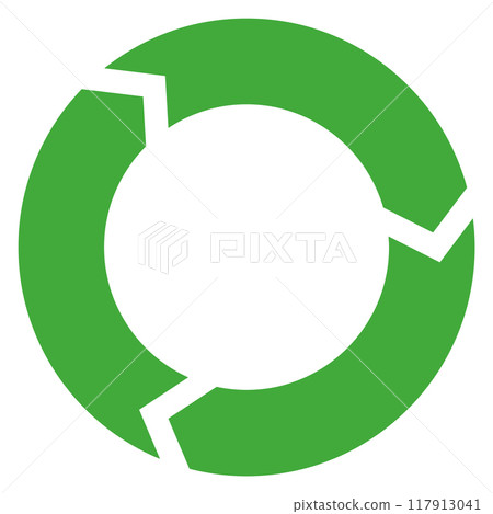 Reuse material cycle. Green arrow circle icon Reuse material cycle. Green arrow circle icon 117913041