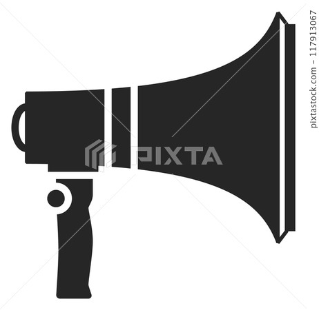 Loudspeaker icon. Black volume tool. Communication symbol 117913067