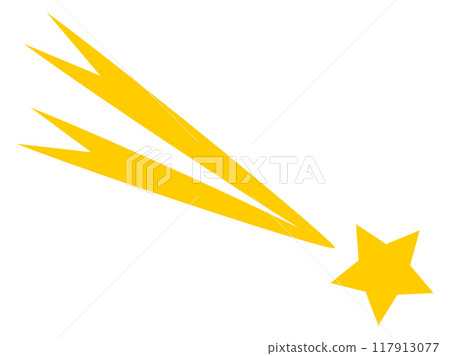 Shooting star icon. Falling comet. Yellow asteroid 117913077