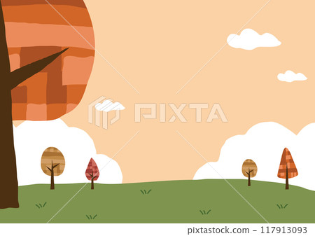 可愛的秋天風景素材 可愛的秋天風景素材 117913093