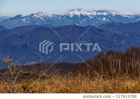 The Yatsugatake mountain range seen from Minamidaibosatsu Hamaibamaru in winter The Yatsugatake mountain range seen from Minamidaibosatsu Hamaibamaru in winter 117913788