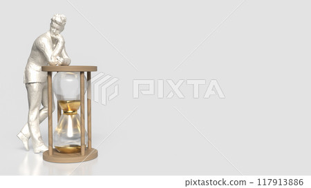The man and sand clock for Business concept 3d rendering. The man and sand clock for Business concept 3d rendering. 117913886