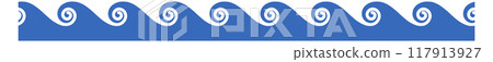 Blue ocean waves surface seamless horizontal border 117913927
