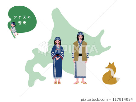 阿伊努男人和女人的插圖 117914054