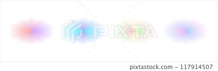 Set of Gradient blurred oval wavy shapes . Abstract watercolor floral shape with aura for design. Vector Illustration Set of Gradient blurred oval wavy shapes . Abstract watercolor floral shape with aura for design. Vector Illustration 117914507