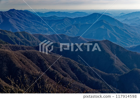 從南大菩薩和濱米場丸附近看到的小木山、權現山和東京市中心 117914598