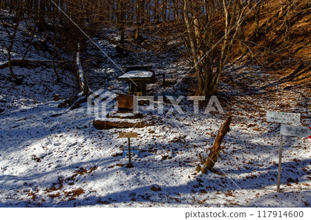 Winter scenery of Chinzei Lake on Mt. Takikomi, Minami-Daibosatsu 117914600