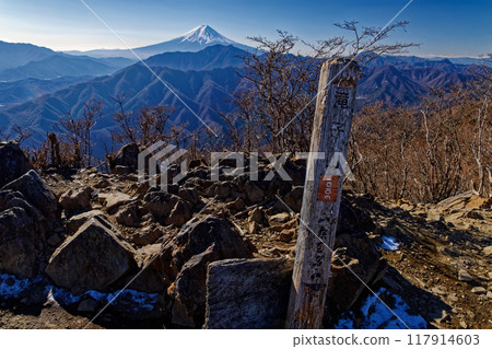 Fuji seen from Mt. Takiko in winter 117914603