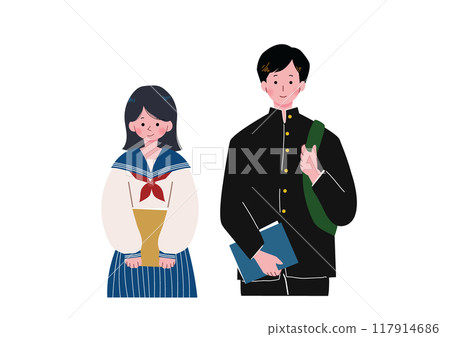 Illustration of men and women in uniform Illustration of men and women in uniform 117914686