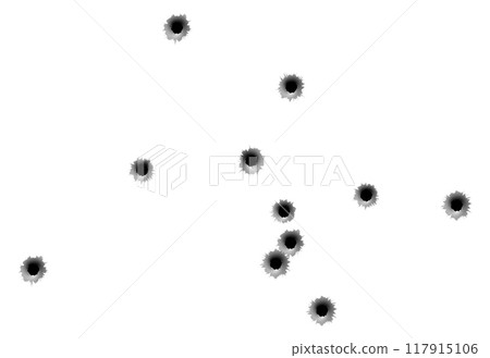 Bullet holes mockup. White surface realistic damage Bullet holes mockup. White surface realistic damage 117915106