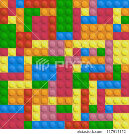 Colorful toy bricks seamless pattern. Plastic construction blocks Colorful toy bricks seamless pattern. Plastic construction blocks 117915152