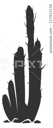 Black cactus icon. Desert plant growing silhouette 117915158