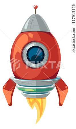 Rocket cartoon icon. Spacecraft symbol. Flying spaceship 117915166