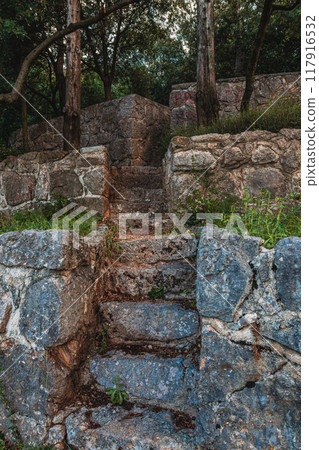 Krk Croatia Old stone steps from the sea to the park Krk Croatia Old stone steps from the sea to the park 117916532