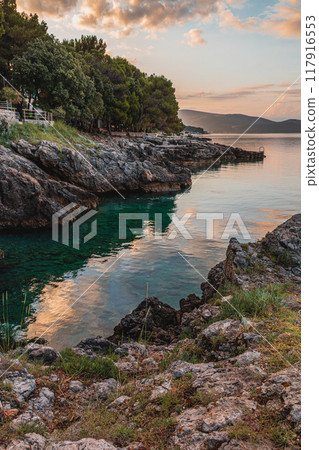 Krk Croatia 27..06.24Incredibly calm place on the beach in the morning 117916553