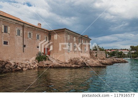 Krk Croatia 26.06.24 Walls and stones of the old town near the port 117916577