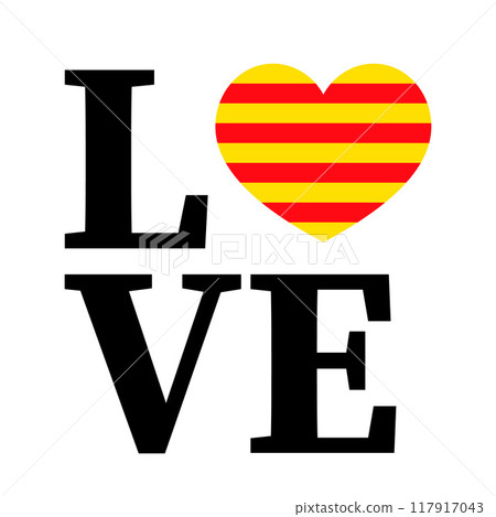Love Catalonia typography poster. Vector template for banner, flyer, greeting card, shirt design, etc. 117917043
