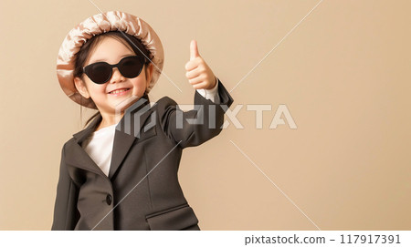 Thumbs up, sunglasses, child, woman, 13, Generative AI Thumbs up, sunglasses, child, woman, 13, Generative AI 117917391