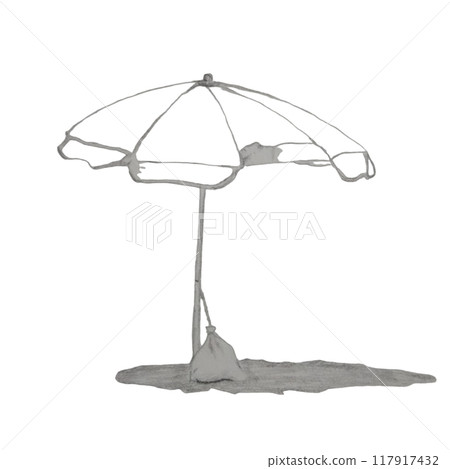 Pencil drawing of beach umbrella 117917432