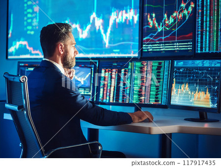 看顯示器的股票交易員 117917435