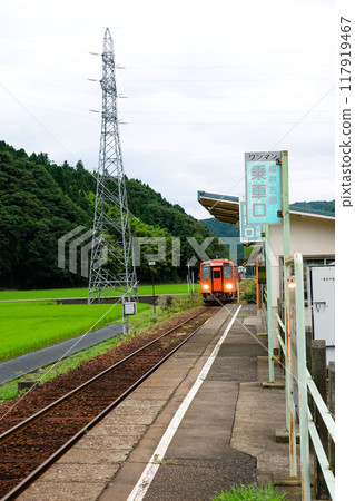 A local train entering Ichijodani Station A local train entering Ichijodani Station 117919467