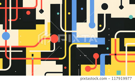 Abstract Geometric Pattern with Colorful Lines and Shapes Abstract Geometric Pattern with Colorful Lines and Shapes 117919977