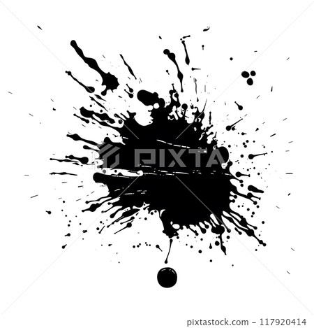 Black Ink Splatter Isolated on White Background Abstract Art Black Ink Splatter Isolated on White Background Abstract Art 117920414