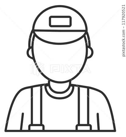 Service worker avatar. Construction builder line icon Service worker avatar. Construction builder line icon 117920521