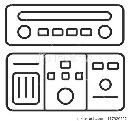 Car dashboard and control panel. Auto interior line icon Car dashboard and control panel. Auto interior line icon 117920522