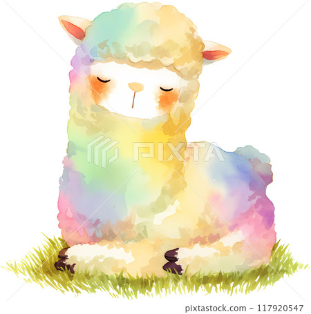 Watercolor Alpaca 117920547