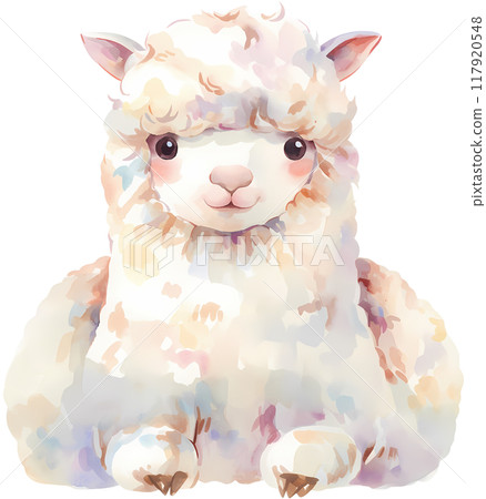 Watercolor Alpaca 117920548