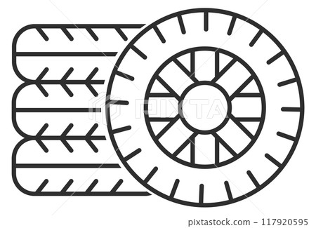 Tires line icon. Car wheels. Auto repair symbol Tires line icon. Car wheels. Auto repair symbol 117920595