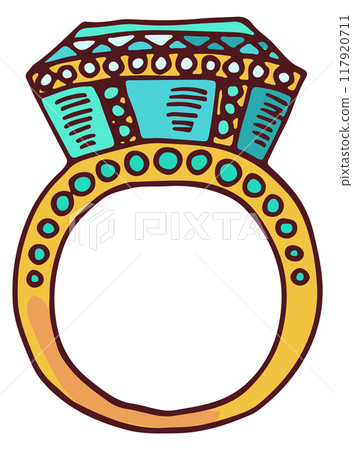 Brilliant ring. Golden jewelry line color icon Brilliant ring. Golden jewelry line color icon 117920711