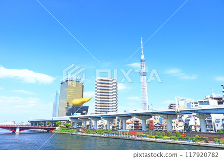 Scenery of Tokyo Skytree and Sumida River, Sumida Ward, Tokyo 117920782