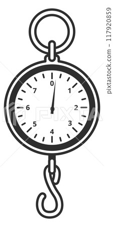 Hanging scale line icon. Weight measuring crane 117920859