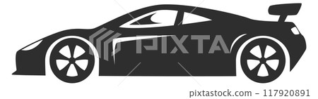 Sport car silhouette. Race black logo. Fast symbol 117920891