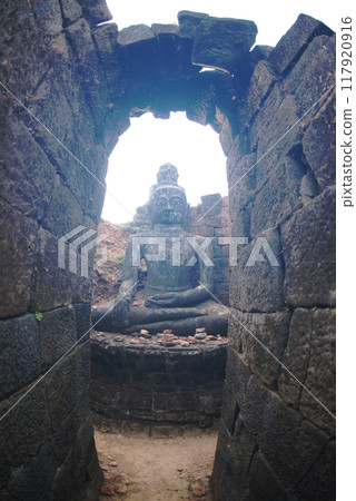 Ancient Buddha statue at Latyar Pisi Pagoda.A pagoda where you can actually go inside. This pagoda was also well-preserved with no restorations made. Located at Mrauk-U city in Myanmar. Ancient Buddha statue at Latyar Pisi Pagoda.A pagoda where you can actually go inside. This pagoda was also well-preserved with no restorations made. Located at Mrauk-U city in Myanmar. 117920916