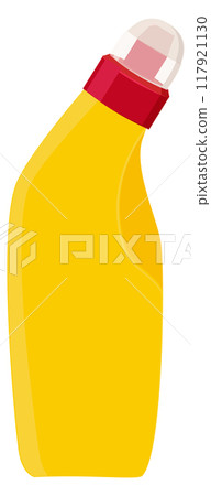 Detergent bottle cartoon icon. Yellow plastic container 117921130
