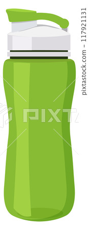 Fitness bottle. Plastic hiking water drink container 117921131