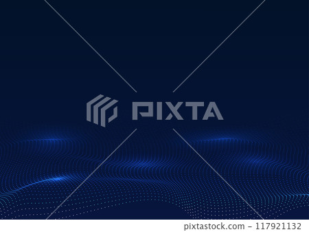 Abstract background technology. Layered flowing point particle waves. Represents the huge amount of data being processed by cyber technology. Illustration, Vector Abstract background technology. Layered flowing point particle waves. Represents the huge amount of data being processed by cyber technology. Illustration, Vector 117921132