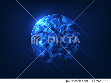 Abstract background technology. Geometric shapes. Circles inside are overlapping triangles connected. Illustration, vector, poster, wallpaper. Abstract background technology. Geometric shapes. Circles inside are overlapping triangles connected. Illustration, vector, poster, wallpaper. 117921136
