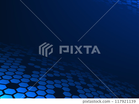 Abstract background technology. Interconnected hexagon geometric shapes. Represents the connection of the internet network. Illustration, vector, poster. 117921139