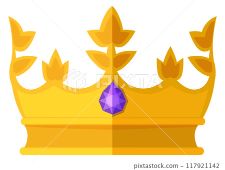 Queen crown with precious gem. Color jewelry icon Queen crown with precious gem. Color jewelry icon 117921142