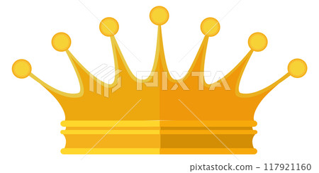 Golden crown flat icon. Medieval authority symbol 117921160