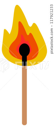 Burning match stick color icon. Fire starter Burning match stick color icon. Fire starter 117921233