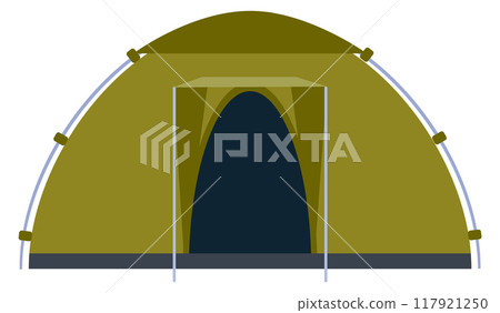 Camping tent. Green nature travel color icon Camping tent. Green nature travel color icon 117921250
